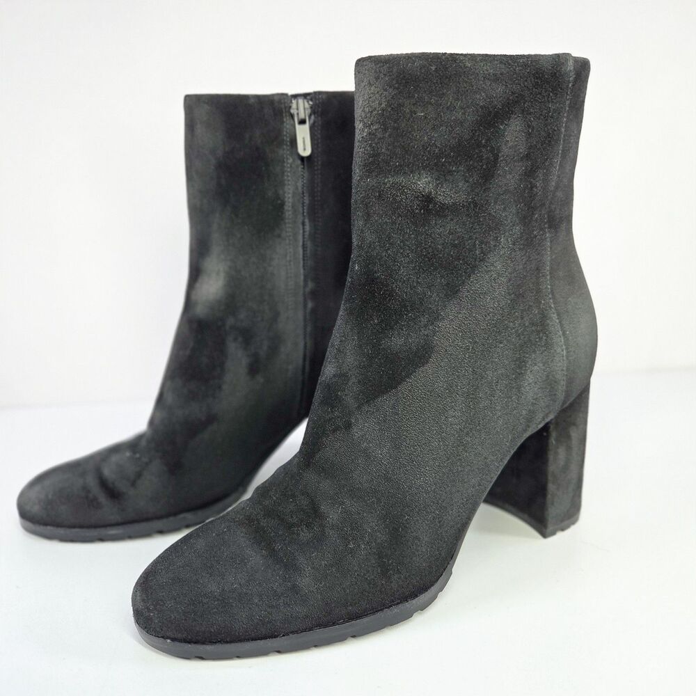 Vince Elora Lugged Plain Toe Bootie Black Suede Sz 10